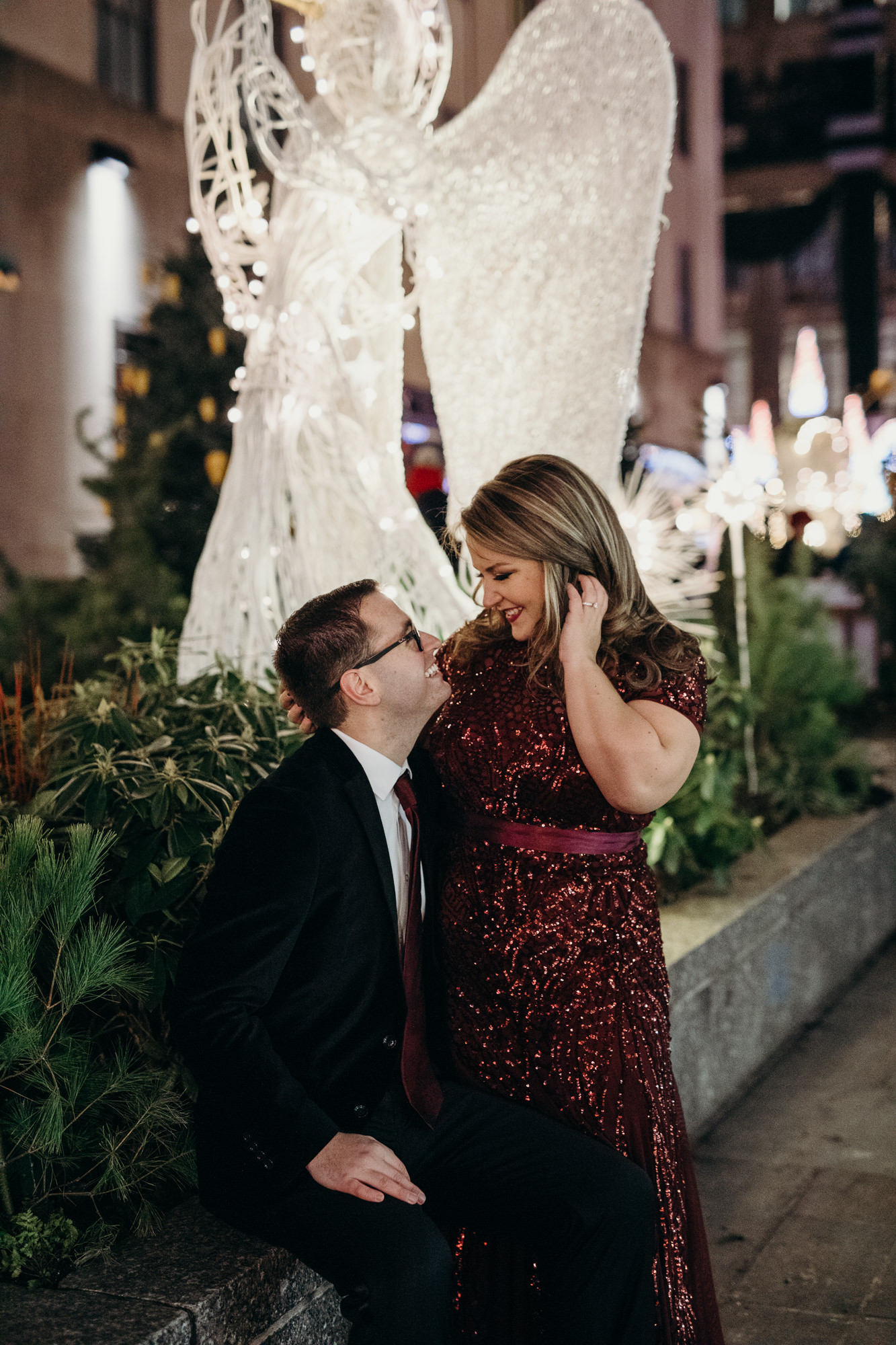 rockefeller christmas tree engagement photos, new york city wedding photographer