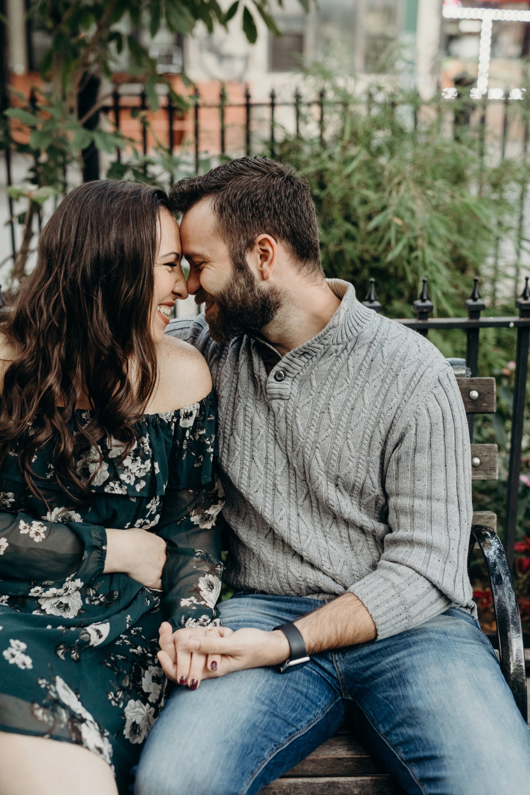 engagement photos of a couple in the west village, new york city