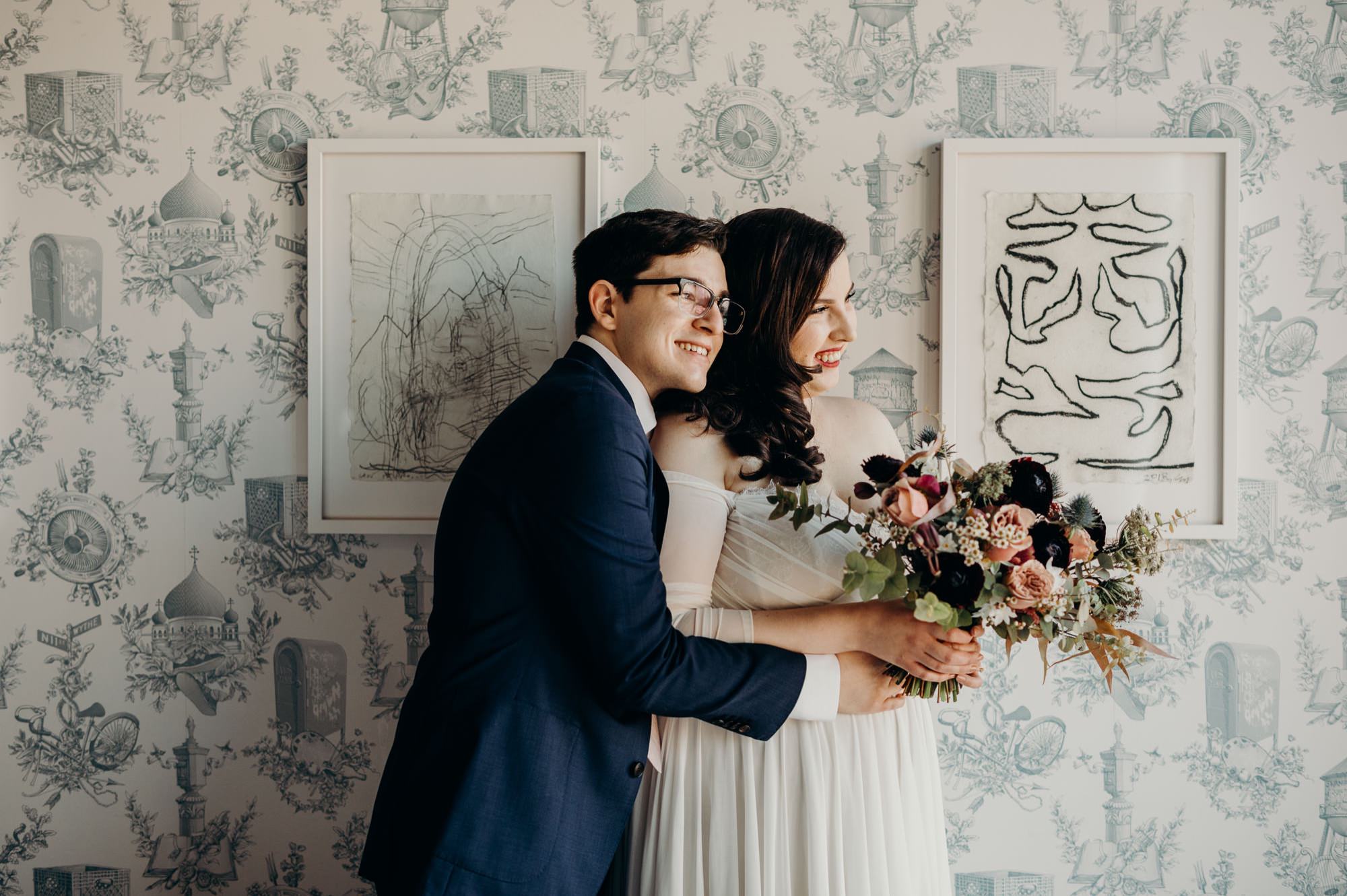 bride and groom portraits at the wythe hotel in brooklyn, nyc