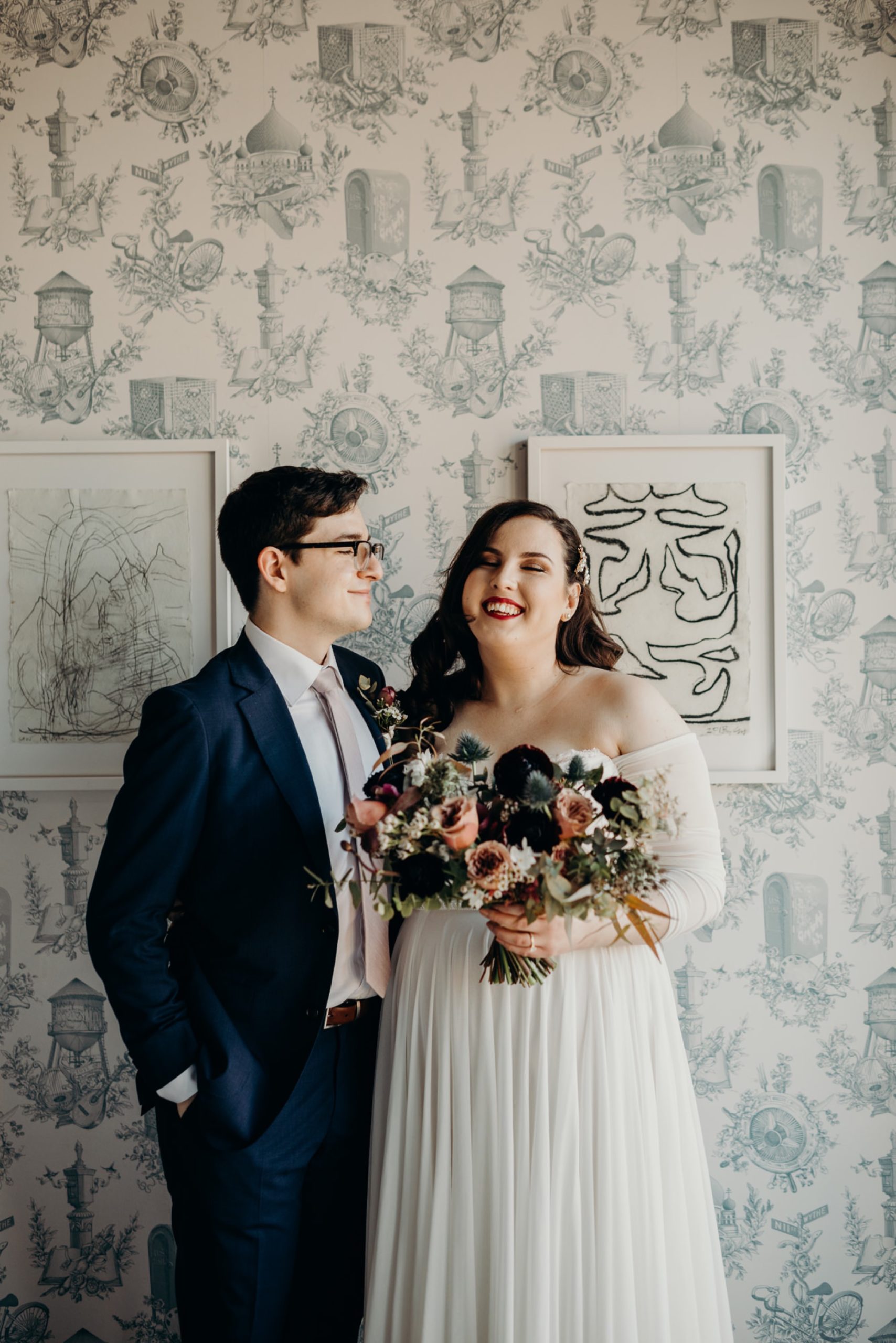 bride and groom portraits at the wythe hotel in brooklyn, nyc