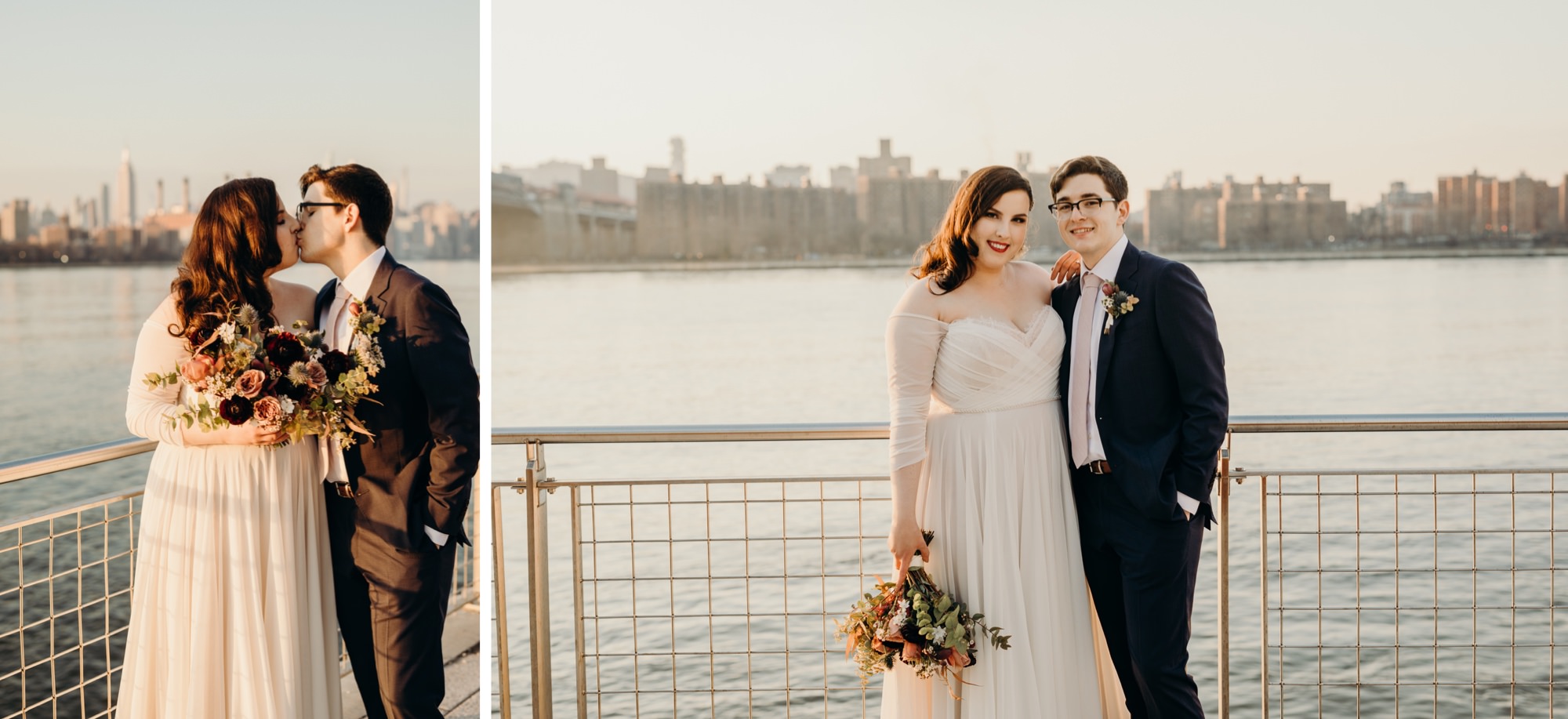 bride and groom wedding portraits at domino park in brooklyn, nyc