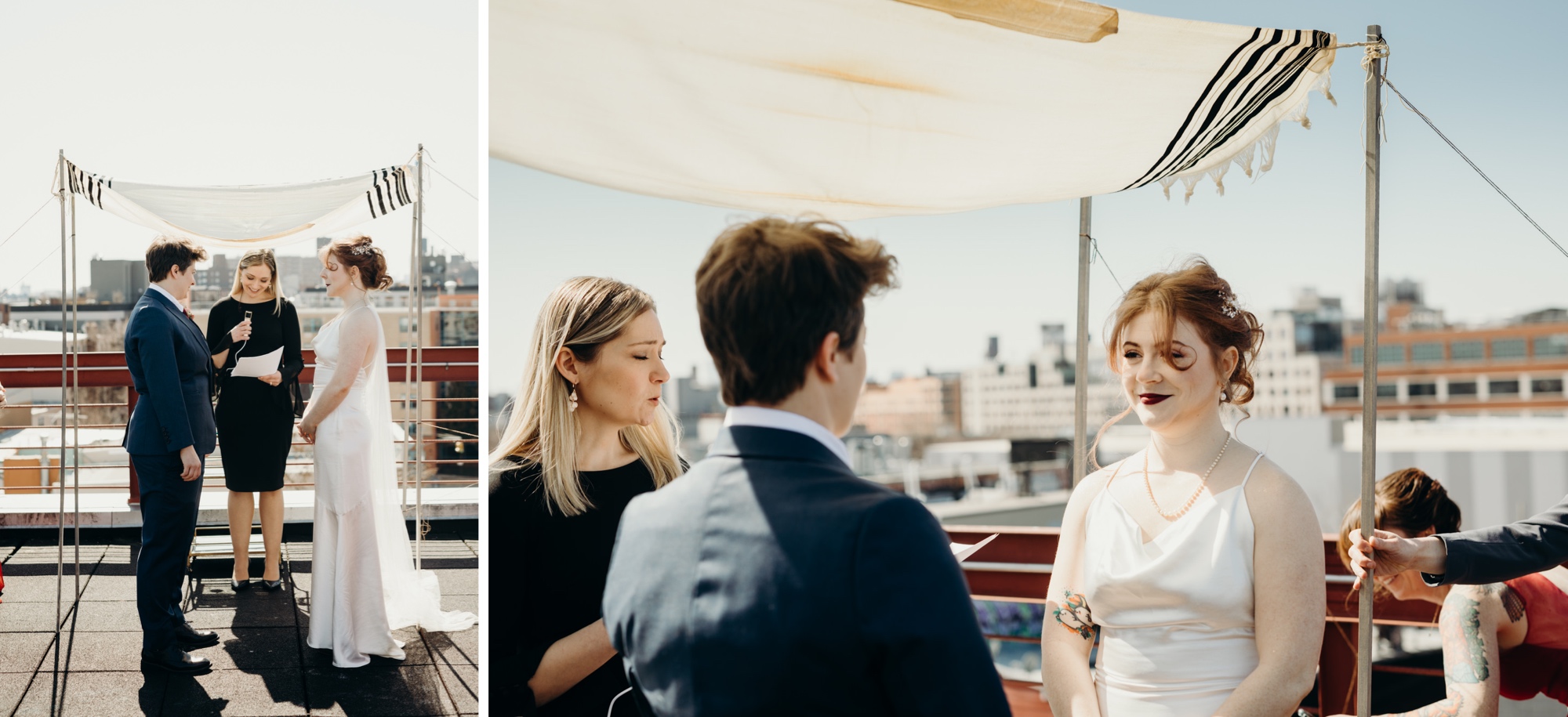 a couple during their wedding ceremony in bushwick,brooklyn