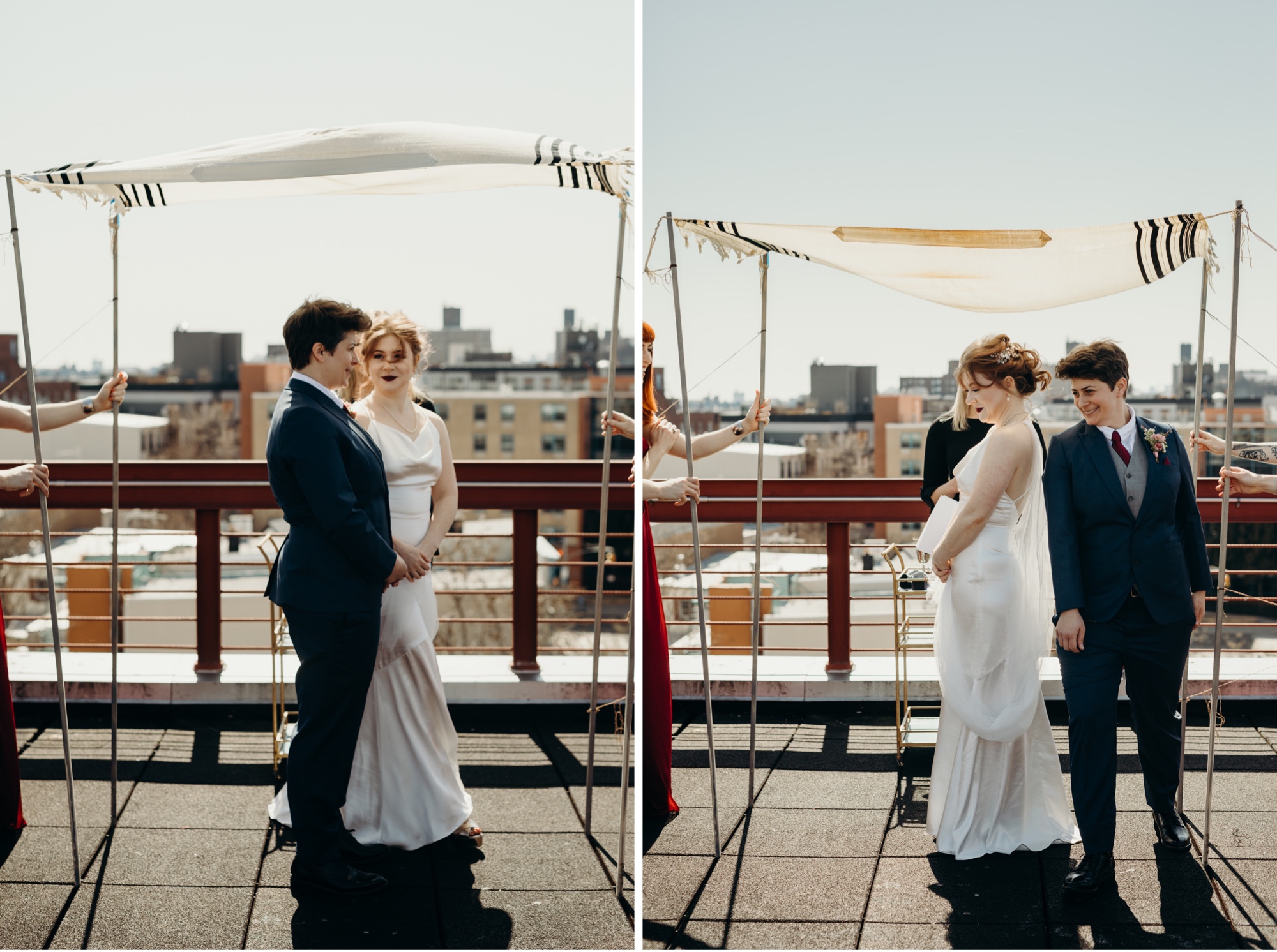 a couple during their wedding ceremony in bushwick,brooklyn