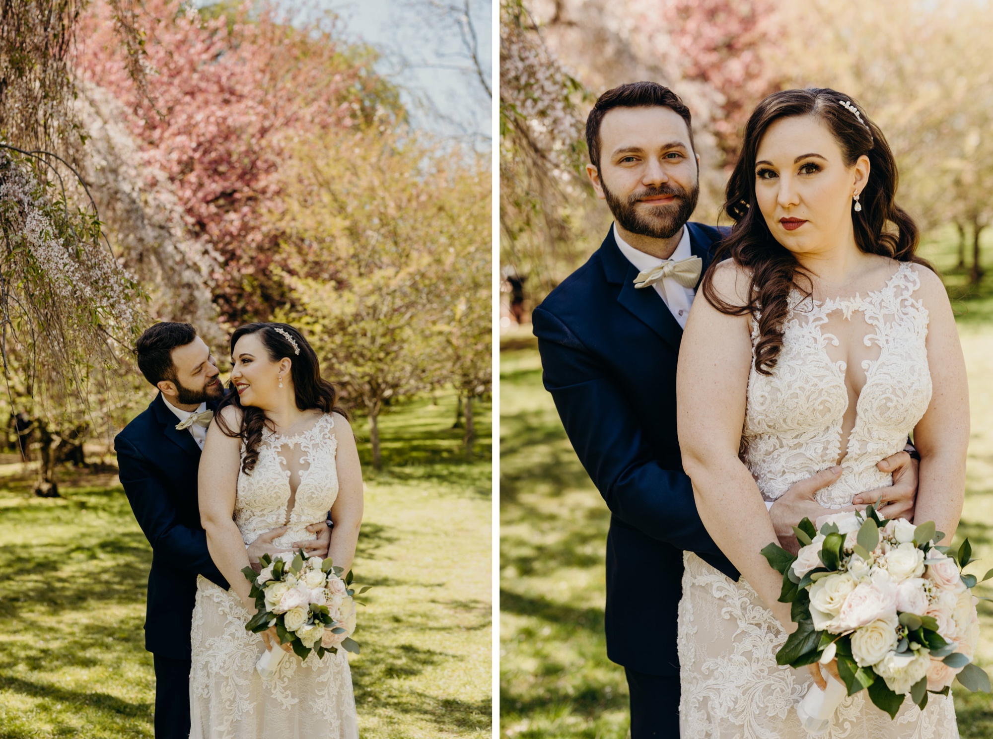 portrait of a bride and groom at a park in new jersey
