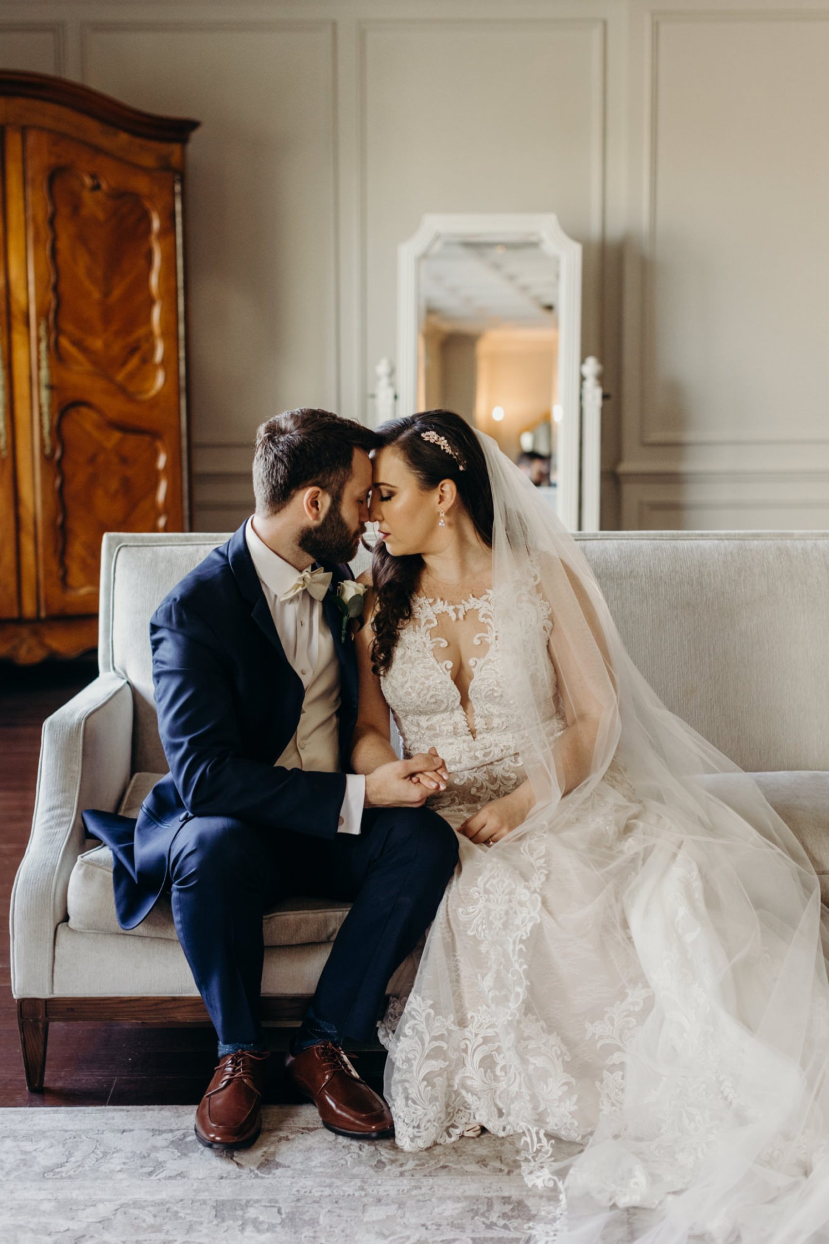 portrait of a bride and groom during their wedding at valley regency in new jersey