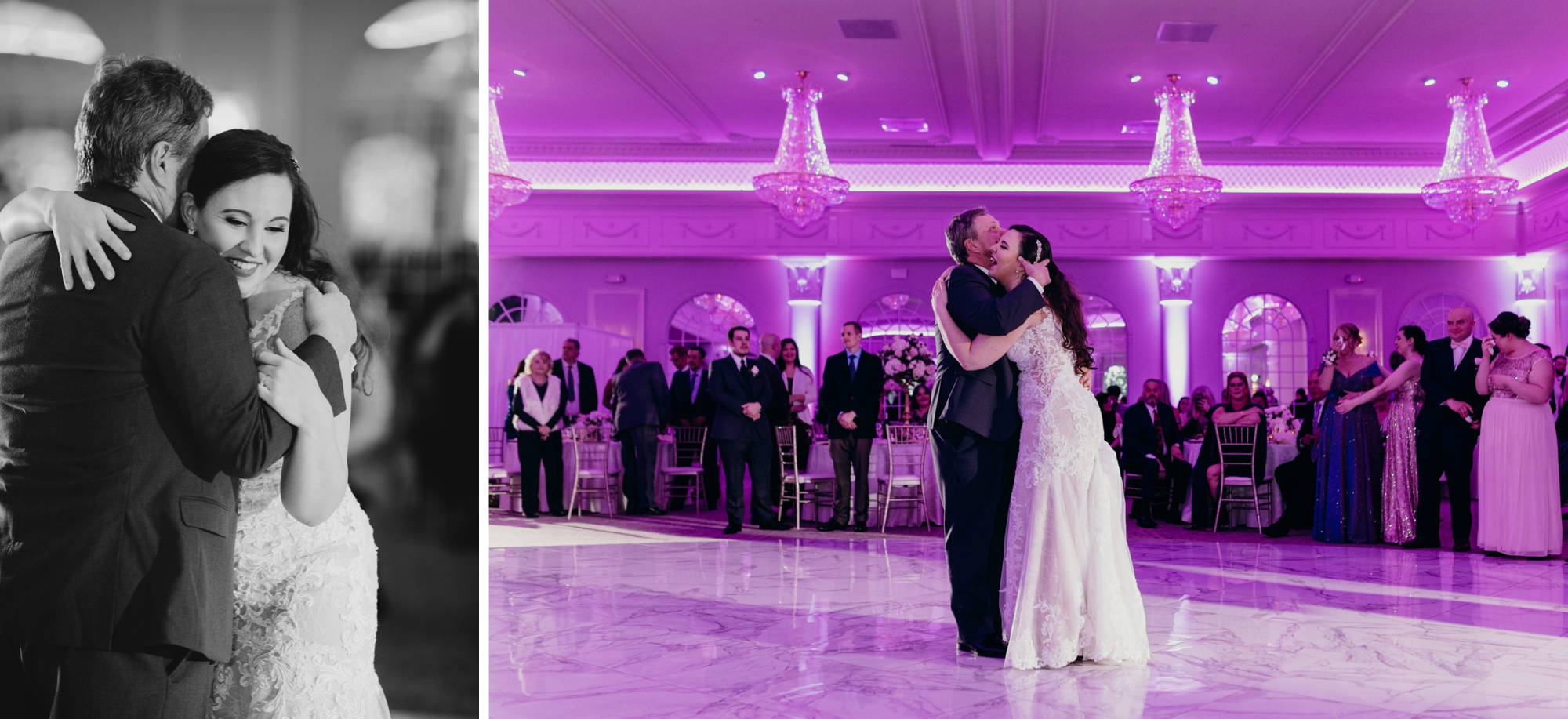 bride and her father dance during a wedding reception at valley regency in new jersey