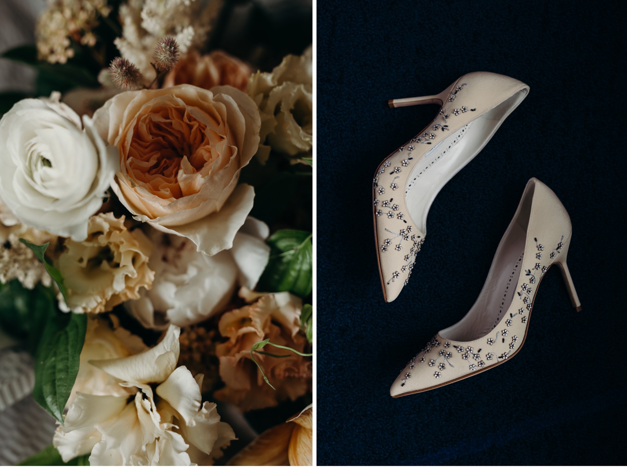 a photo of wedding flowers and shoes