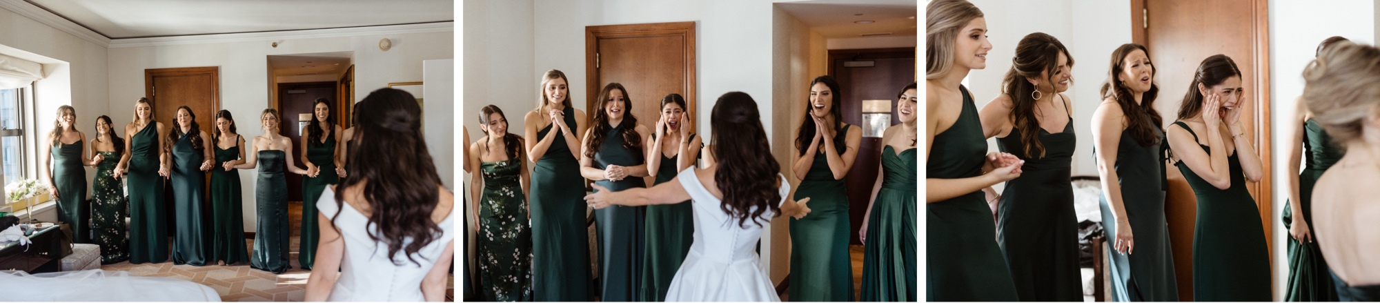 first look with the bride and bridesmaids